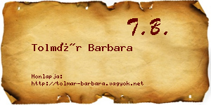 Tolmár Barbara névjegykártya